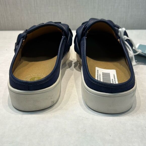 Spenco Barbados Mules Shoes Slip Ons Slides Peacoat Navy Blue Sz 8.5 Hanna Braid - Picture 6 of 10